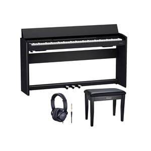 Roland F701 Pakke i sort med Pianokrakk og Headsett