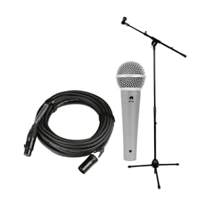 Vokalmikrofon Med Mikrofonstativ og 10 Meter Kabel