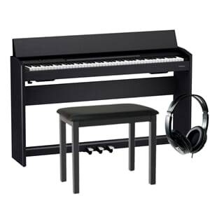 Roland F-701 Pakke i Sort med Pianokrakk og Headsett